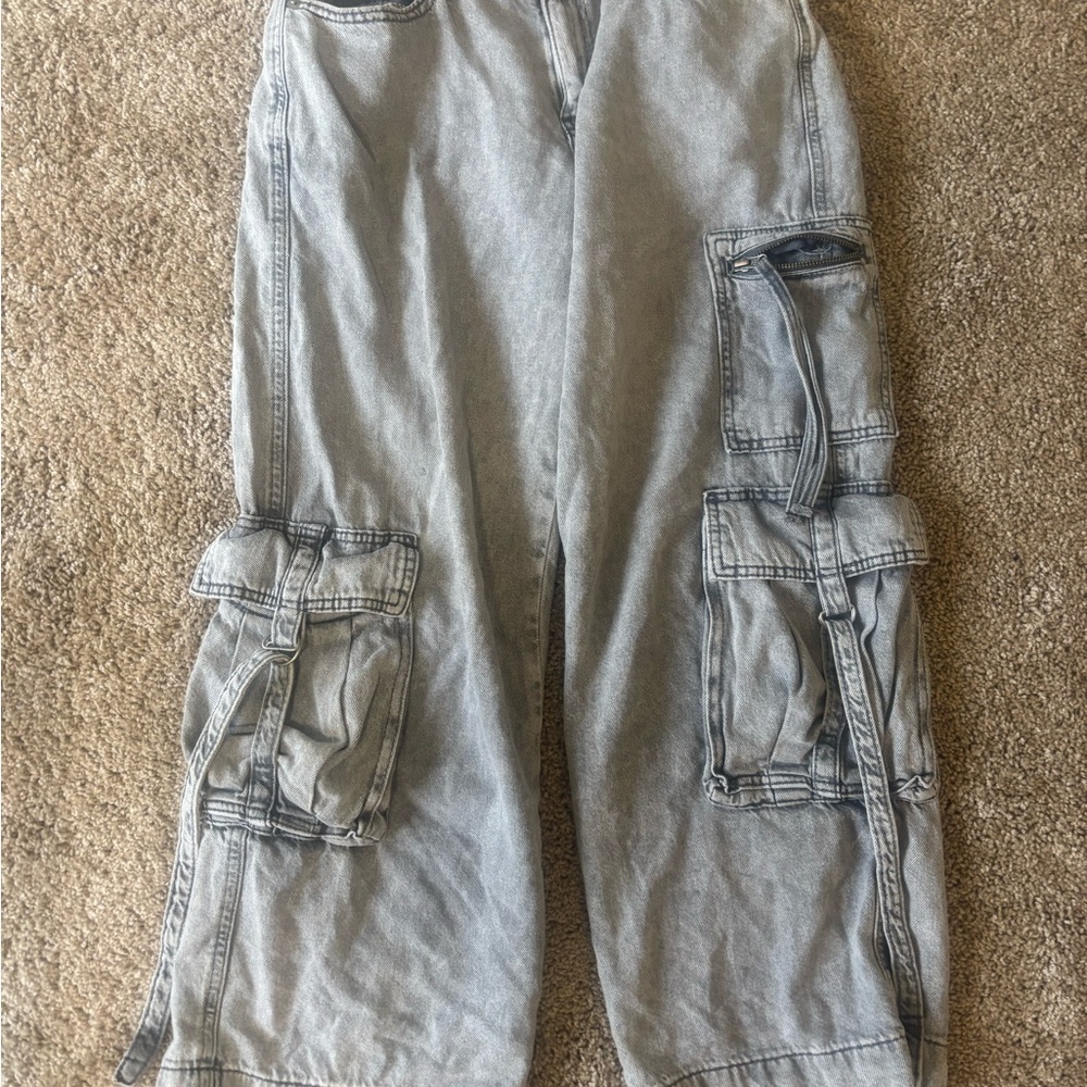 Wild Fable Gray Wide Leg Grunge Cargo Pants